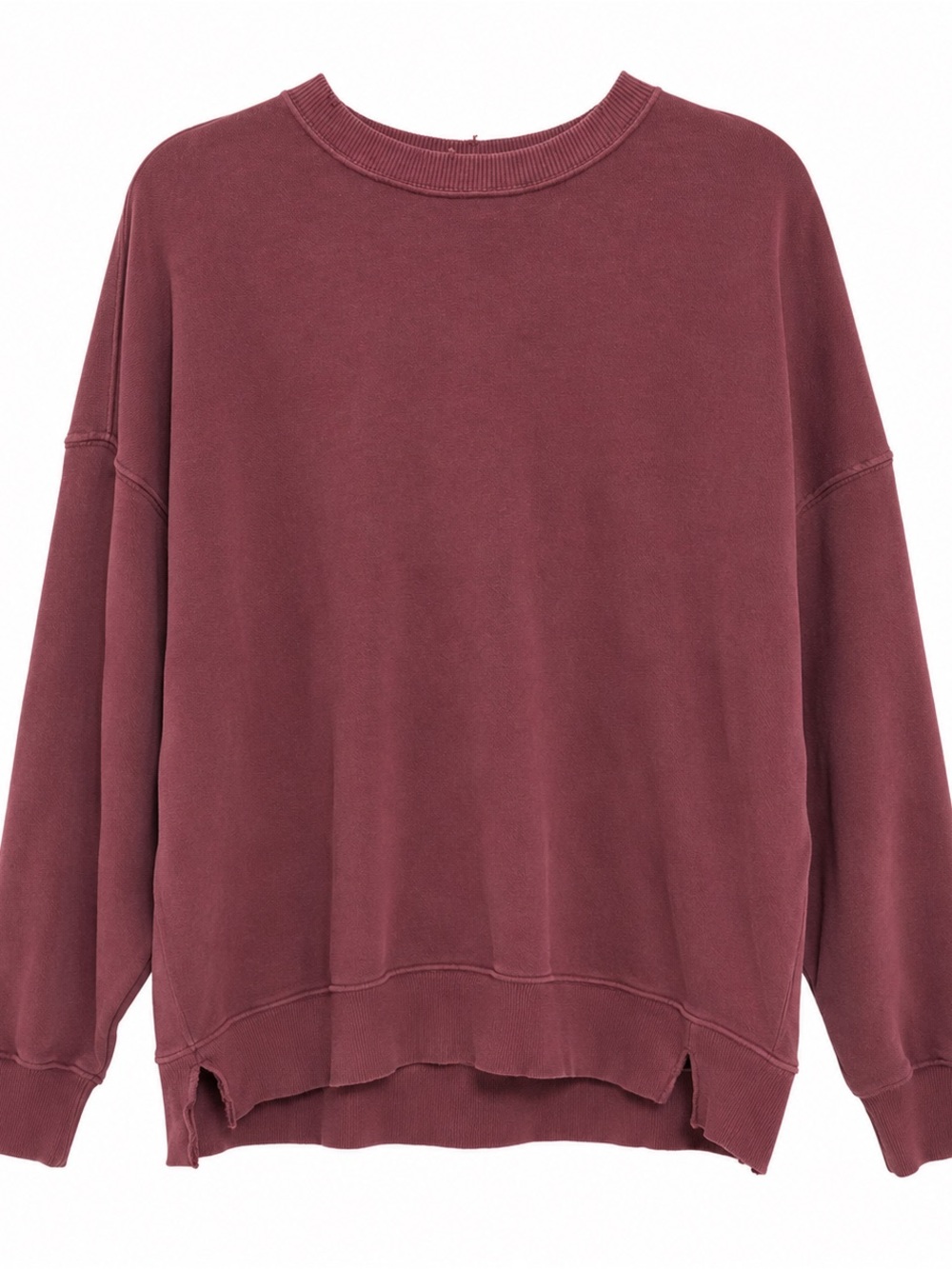 aerie Oversized Crewneck Sweater in Wine / Burgundy / Berry